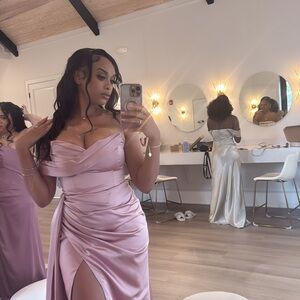 Elegant Pink Off-Shoulder Dress